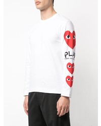 weißes bedrucktes Langarmshirt von Comme Des Garcons Play