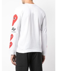 weißes bedrucktes Langarmshirt von Comme Des Garcons Play