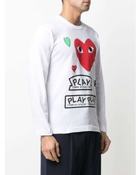 weißes bedrucktes Langarmshirt von Comme Des Garcons Play