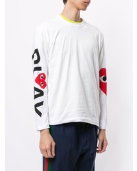 weißes bedrucktes Langarmshirt von Comme Des Garcons Play