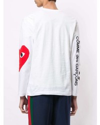 weißes bedrucktes Langarmshirt von Comme Des Garcons Play