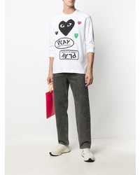 weißes bedrucktes Langarmshirt von Comme Des Garcons Play