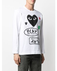 weißes bedrucktes Langarmshirt von Comme Des Garcons Play