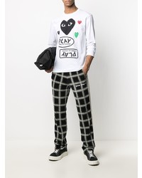 weißes bedrucktes Langarmshirt von Comme Des Garcons Play