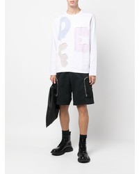 weißes bedrucktes Langarmshirt von Comme Des Garcons SHIRT