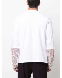 weißes bedrucktes Langarmshirt von Sacai