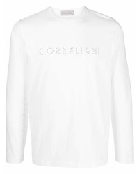 weißes bedrucktes Langarmshirt von Corneliani