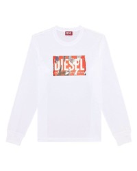 weißes bedrucktes Langarmshirt von Diesel