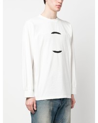 weißes bedrucktes Langarmshirt von MM6 MAISON MARGIELA