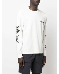 weißes bedrucktes Langarmshirt von Stussy