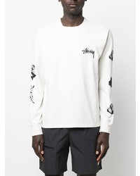 weißes bedrucktes Langarmshirt von Stussy