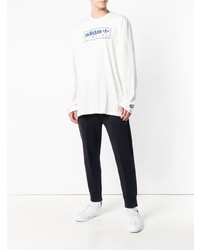 weißes bedrucktes Langarmshirt von adidas