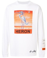 weißes bedrucktes Langarmshirt von Heron Preston