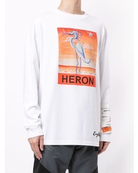 weißes bedrucktes Langarmshirt von Heron Preston