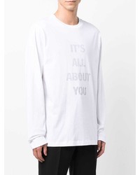 weißes bedrucktes Langarmshirt von Helmut Lang