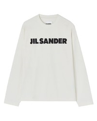 weißes bedrucktes Langarmshirt von Jil Sander