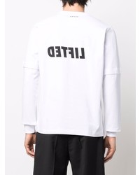 weißes bedrucktes Langarmshirt von Sacai