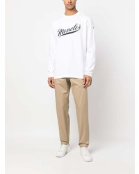 weißes bedrucktes Langarmshirt von Moncler