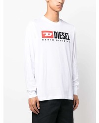 weißes bedrucktes Langarmshirt von Diesel