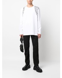weißes bedrucktes Langarmshirt von Alexander McQueen