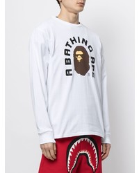 weißes bedrucktes Langarmshirt von A Bathing Ape