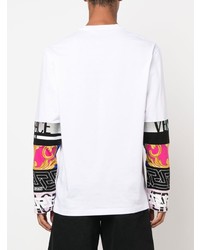 weißes bedrucktes Langarmshirt von Versace