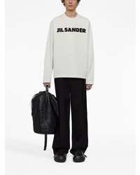 weißes bedrucktes Langarmshirt von Jil Sander