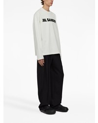 weißes bedrucktes Langarmshirt von Jil Sander