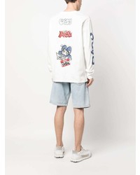 weißes bedrucktes Langarmshirt von Evisu