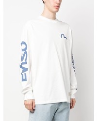 weißes bedrucktes Langarmshirt von Evisu