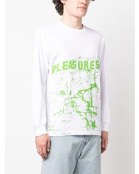 weißes bedrucktes Langarmshirt von Pleasures