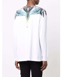 weißes bedrucktes Langarmshirt von Marcelo Burlon County of Milan