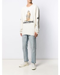 weißes bedrucktes Langarmshirt von Rhude