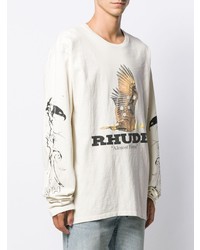 weißes bedrucktes Langarmshirt von Rhude