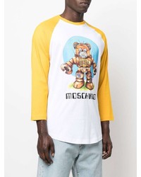 weißes bedrucktes Langarmshirt von Moschino