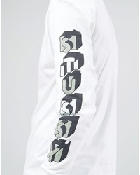 weißes bedrucktes Langarmshirt von Stussy