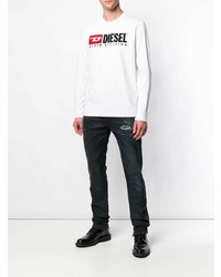 weißes bedrucktes Langarmshirt von Diesel