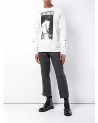 weißes bedrucktes Langarmshirt von Yang Li