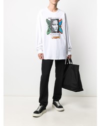 weißes bedrucktes Langarmshirt von Stussy