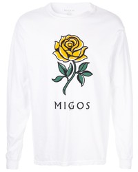 weißes bedrucktes Langarmshirt von migos