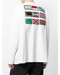 weißes bedrucktes Langarmshirt von Marcelo Burlon County of Milan