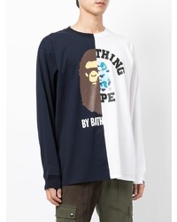 weißes bedrucktes Langarmshirt von A Bathing Ape