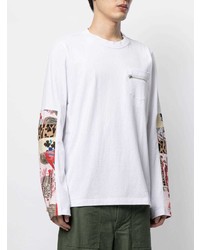 weißes bedrucktes Langarmshirt von Sacai