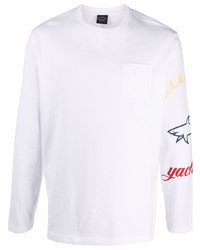 weißes bedrucktes Langarmshirt von Paul & Shark
