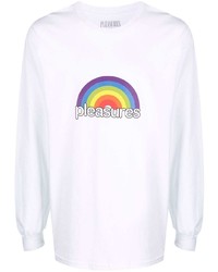 weißes bedrucktes Langarmshirt von Pleasures