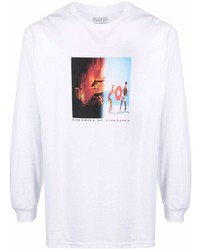 weißes bedrucktes Langarmshirt von Pleasures