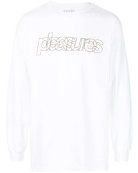 weißes bedrucktes Langarmshirt von Pleasures