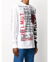 weißes bedrucktes Langarmshirt von Helmut Lang