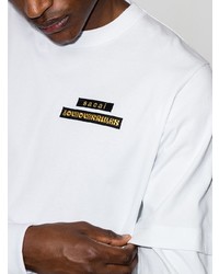 weißes bedrucktes Langarmshirt von Sacai