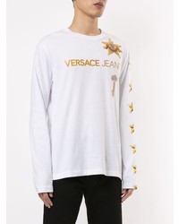 weißes bedrucktes Langarmshirt von VERSACE JEANS COUTURE